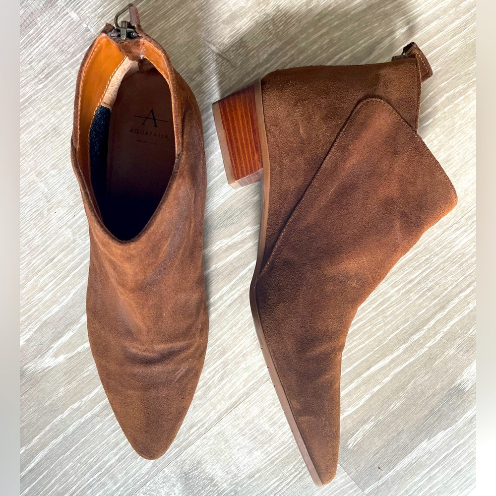 Aquatalia Italian Brown Suede Booties - 9